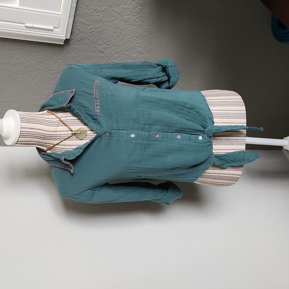 Natural Life teal gauze shirt tied xs/s